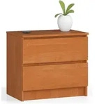 Akord Nachtschrank, Erle, Holzwerkstoff, Nachbildung, Holz Optik, 2 Schubladen,