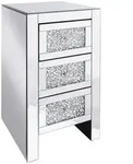 Beliani Nachttisch, Silber, Glas, 30x60x30 cm, Schlafzimmer, Nachttische
