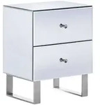 Beliani Nachttisch, Silber, Glas, 48x60x35 cm, Schlafzimmer, Nachttische