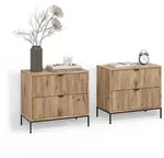 Livinity&reg; Nachttische, Eiche, Holzwerkstoff, 66x60x36 cm, Schlafzimmer,...
