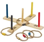 Relaxdays Ringwurfspiel, Hellbraun, Holz, Kunststoff, Textil, 41x41 cm, Outdoor