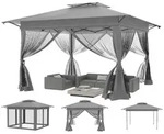 Gartenpavillon, Grau, Metall, 400x285x400 cm, Sonnenschutz & Sichtschutz,...