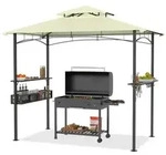 Grillpavillon, Beige, Metall, 153x250x245 cm, Sonnenschutz & Sichtschutz,...