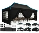 Faltpavillon, Schwarz, Metall, 585x310x293 cm, Sonnenschutz & Sichtschutz,...