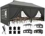 Faltpavillon, Grau, Metall, 585x285x293 cm, Sonnenschutz & Sichtschutz,...