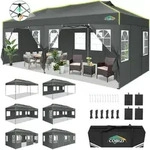 Faltpavillon, Grau, Textil, 300x298.2x600 cm, Sonnenschutz & Sichtschutz,...