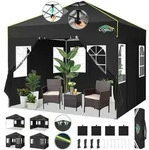 Faltpavillon, Schwarz, Textil, 300x298.2x300 cm, Sonnenschutz & Sichtschutz,