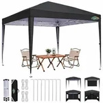 Faltpavillon, Schwarz, Textil, 300x260x300 cm, Sonnenschutz & Sichtschutz,...