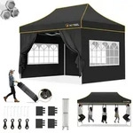 Faltpavillon, Schwarz, Textil, 300x342x450 cm, Sonnenschutz & Sichtschutz,...