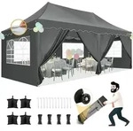 Faltpavillon, Grau, Textil, 300x320x600 cm, Sonnenschutz & Sichtschutz,...