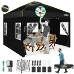 Faltpavillon, Schwarz, Textil, 300x298x300 cm, Sonnenschutz & Sichtschutz,...