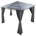 tectake Gartenpavillon, Grau, Metall, Rechteckig, 300x263x300 cm, Sonnenschutz &