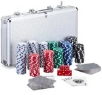 Relaxdays Pokerset, Mehrfarbig, Metall, Kunststoff, 38x7 cm, Spielzeug,