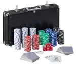 Relaxdays Pokerkoffer, Schwarz, Metall, Kunststoff, 39x6.5 cm, Spielzeug,
