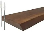 Relaxdays Wandregal, Dunkelbraun, Holz, Kiefer, 70x3x22 cm, Wohnzimmer, Regale,