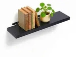 Relaxdays Wandregal, Schwarz, Holzwerkstoff, Metall, 100x4x23 cm, Wohnzimmer, Regale,