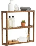 Relaxdays Wandregal, Hellbraun, Holz, 60x54x15 cm, Badezimmer, Badezimmerregale,