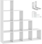 tectake B&uuml;cherregal, Wei&szlig;, Holzwerkstoff, Abstrakt, Quadratisch, 130x130x29 cm,