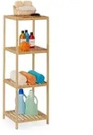 Relaxdays Regal, Hellbraun, Holz, 38x116.5x39.5 cm, Badezimmer, Badezimmerregale,