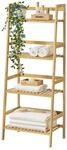 [en.casa] Leiterregal, Natur, Holz, Bambus, 48x123x32 cm, Wohnzimmer, Regale,