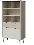 Mirjan24 Regal, Kaschmir, Grau, Metall, 2 Schubladen, Rechteckig, 90x163x40 cm,
