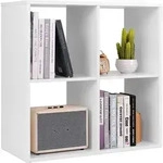 Costway B&uuml;cherregal, Wei&szlig;, Holz, 70x70x33 cm, Wohnzimmer, Regale,...