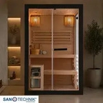 Sanotechnik Sauna, Schwarz, Holz, Glas, Hemlocktanne, 130x200x120 cm, Freizeit,