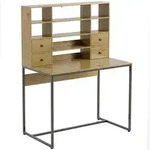 Homcom Schreibtisch, Natur, Metall, Nachbildung, 1-Sitzer, 4 Schubladen, Rechteckig,