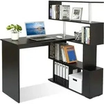 Computertisch, Schwarz, Holzwerkstoff, 157x130.5x45 cm, Arbeitszimmer, Schreibtische,