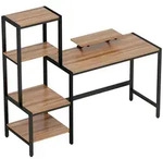 Homcom Schreibtisch, Braun, Holzwerkstoff, 48x125x150 cm, Arbeitszimmer,