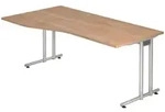 b&uuml;m&ouml; Schreibtisch, Nussbaum, Holzwerkstoff, Nachbildung,Nussbaum, L-Form,