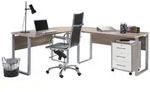 Mid.you B&uuml;ro Office Edition - B&uuml;ro Set 0, Wei&szlig;, Sonoma Eiche, Metall,