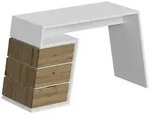 Vicco Schreibtisch, Wei&szlig;, Eiche, Holzwerkstoff, 3 F&auml;cher, Rechteckig, 105x75x50 cm,