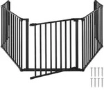 tectake Kaminschutzgitter, Schwarz, Metall, 3x71.5x289.3 cm, Kleinm&ouml;bel, Kamine &