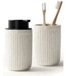 Seifenspender, Beige, Keramik, 8x14x8 cm, Badaccessoires, Waschplatzzubeh&ouml;r,