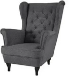 Beautysofa Chesterfield-Sessel, Anthrazit, Holz, 1-Sitzer, 82x102x92 cm,...