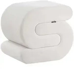 Beliani Pouf, Wei&szlig;, Textil, Eukalyptusholz, Freiform, 45x48x50 cm, Wohnzimmer,