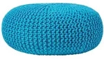 Homescapes Strick-Pouf, T&uuml;rkis, Textil, Uni, Rund, 70x23x70 cm, Wohnzimmer,...