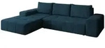 Mirjan24 Eckschlafsofa, Dunkelblau, Kunststoff, 5-Sitzer, Ottomane links,L-Form,