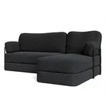 Masseno Ecksofa, Schwarz, Textil, 3-Sitzer, L-Form, 200x120 cm, Wohnzimmer, Sofas &