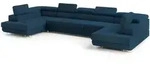 Masseno Wohnlandschaft, Blau, Holz, 7-Sitzer, U-Form, 408x90x202 cm, Wohnzimmer,