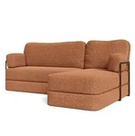 Masseno Ecksofa, Orange, Textil, 3-Sitzer, L-Form, 200x120 cm, Wohnzimmer, Sofas &