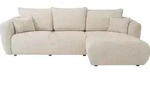 WFL Group Ecksofa, Ecru, Textil, 3-Sitzer, rechts montierbar,L-Form, 255x165 cm,