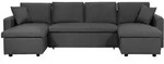 Beliani Schlafsofa, Dunkelgrau, Textil, 5-Sitzer, U-Form, 287x86x147 cm,...