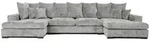 WFL Group Wohnlandschaft, Hellgrau, Textil, 4-Sitzer, 373x92x155 cm, Wohnzimmer,