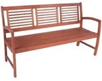Gardenson Gartenbank, Natur, Holz, Eukalyptusholz, 3-Sitzer, 156x90x56 cm,