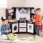 Costway Spielk&uuml;chenset, Braun, Holzwerkstoff, 102x85x51 cm, Spielzeug,
