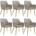 tectake Armlehnstuhl, Taupe, Textil, Pappel, 55x86.5x63.5 cm, Esszimmer, St&uuml;hle,