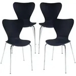[en.casa] Esszimmerstuhl-Set, Schwarz, Chrom, Metall, Teilmassiv,Birke,...