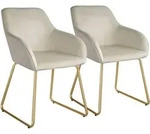 tectake Esszimmerstuhl, Samtahorn, Gold, Kunststoff, Pappel, 57x85.5x61 cm,